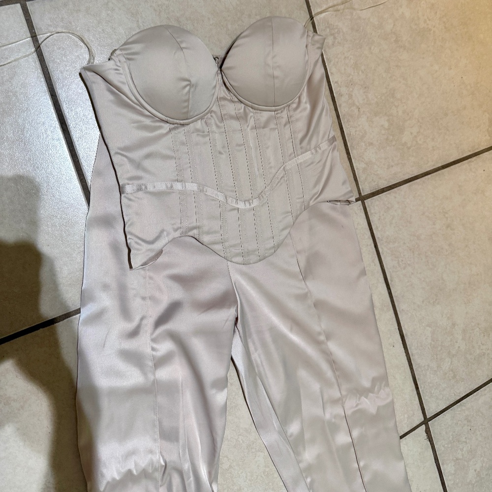Pretty Little Thing - Champagne Corset Top and Trouser Pant Set